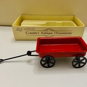 Vintage, Rare, Country Antique Toy Ornaments- Red Wagon